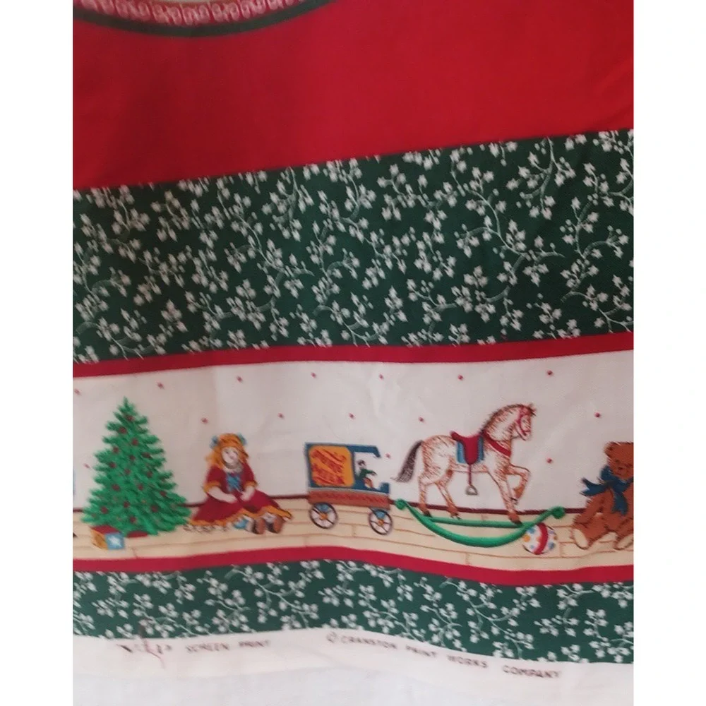 VTG Cranston Christmas Tree Fabric Panel 4 Pillow Blocks Quilt Cotton Panel